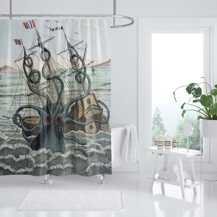 Ocean-Themed Art Shower Curtain Bowlift