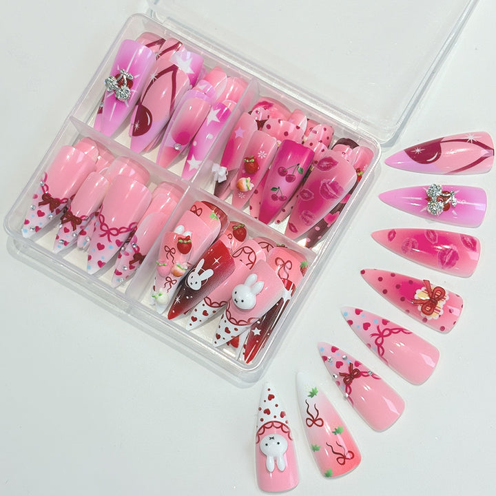 Decorative Press-On Nail Art Set with Cartoon Themes Bowlift