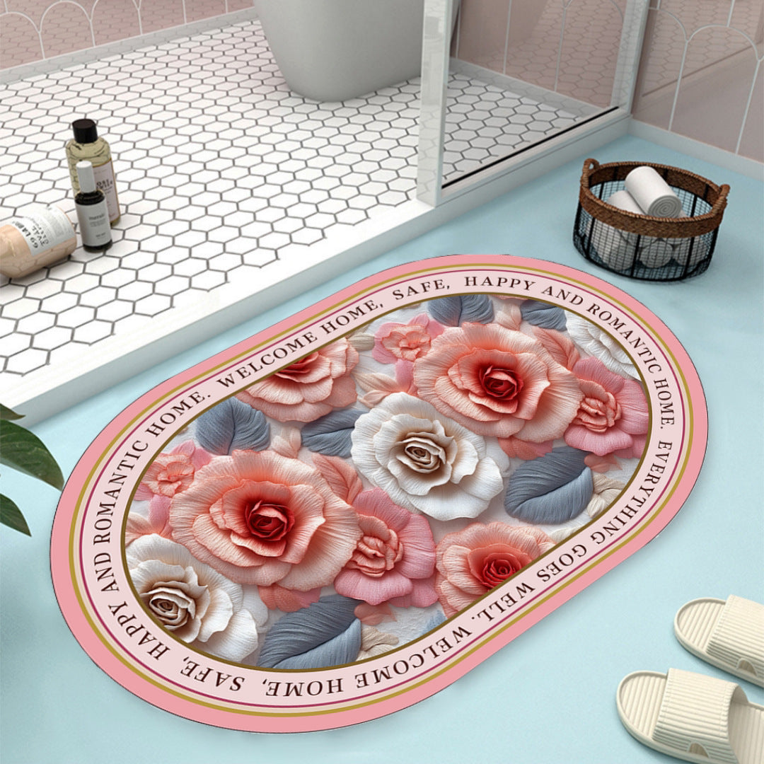Floral Design Bath Mat Bowlift