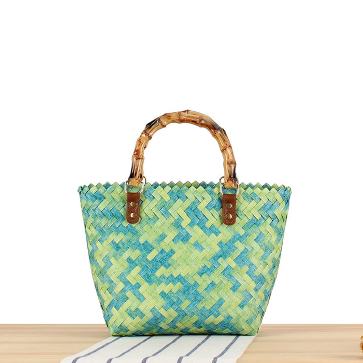 Elegant basket bag with bamboo handles Bowlift