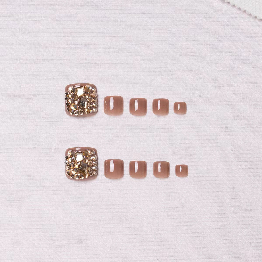 Decorative Rhinestone Press-On Toenails Bowlift