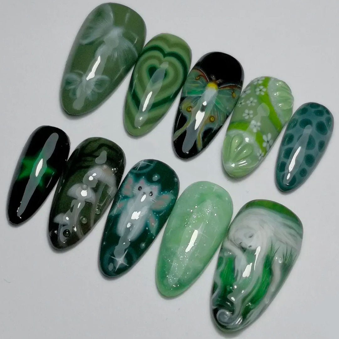 Artistic 3D Sea-Inspired Press-On Nail Art Bowlift