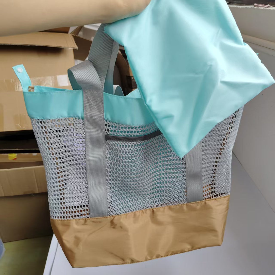 Airy Beach Bag with Large Storage and Mesh Design Bowlift
