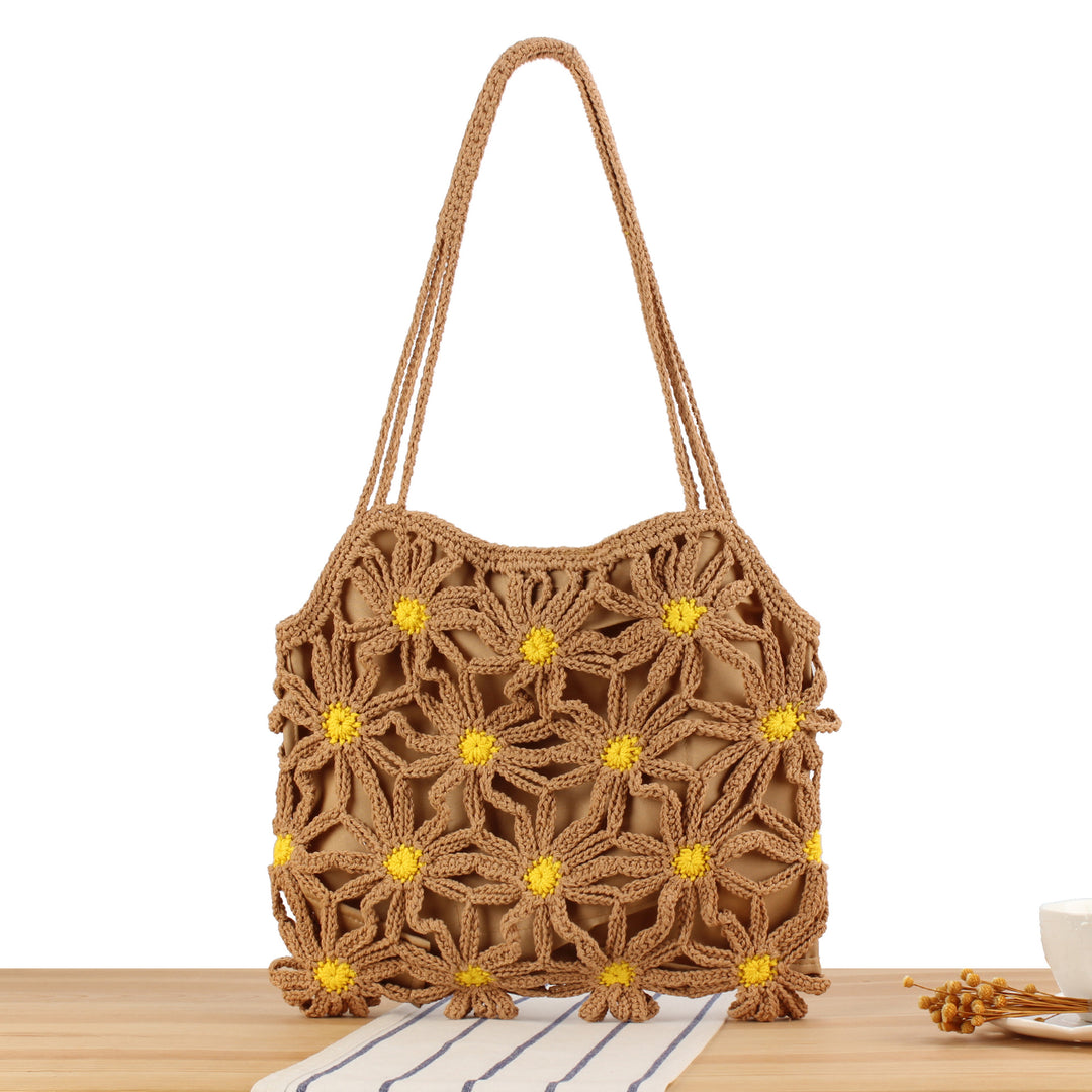 Handcrafted macrame bag with floral accents Bowlift