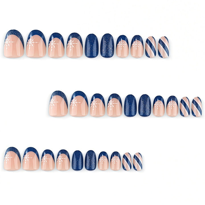 Artificial nails with sparkling blue and floral design Bowlift