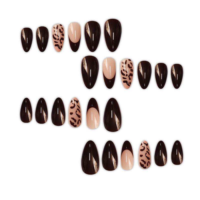 Elegant Stiletto Press-On Nails with Animal Print Design Bowlift