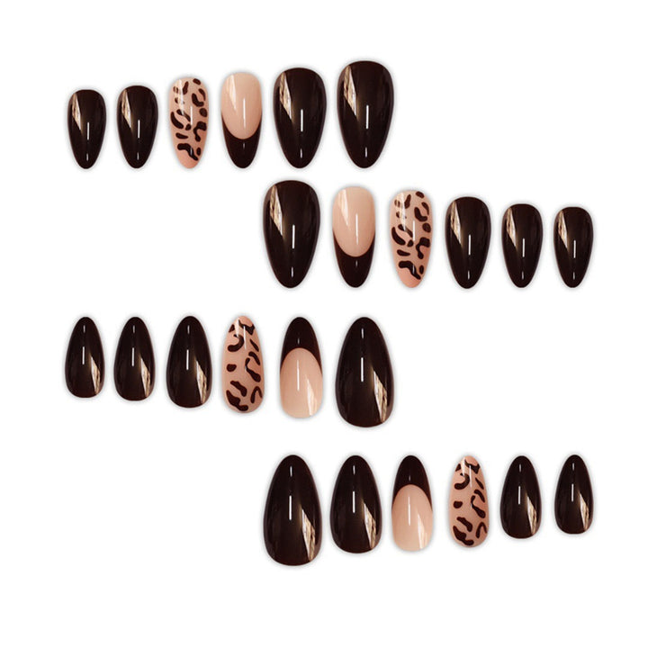 Elegant Stiletto Press-On Nails with Animal Print Design Bowlift