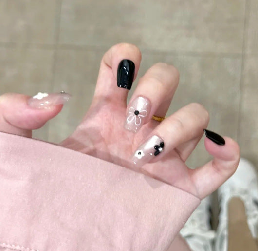Artistic Stiletto Press-On Nails with Silver Accents Bowlift
