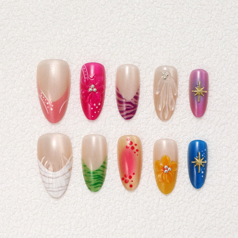 Nail Art Set with Floral and Glittering Accents Bowlift