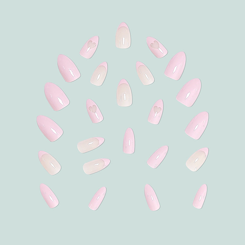 Elegant Stiletto Artificial Nails with Heart Motif Bowlift