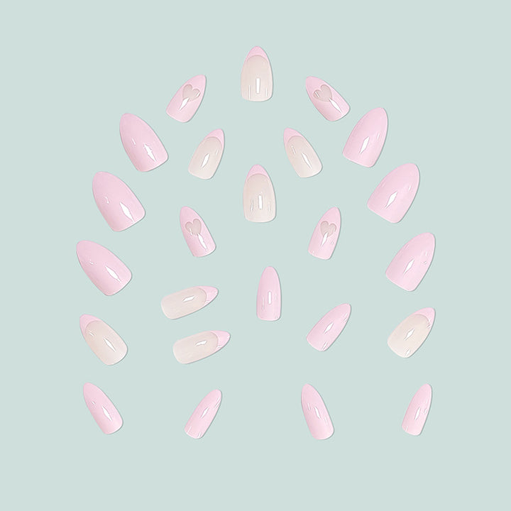 Elegant Stiletto Artificial Nails with Heart Motif Bowlift