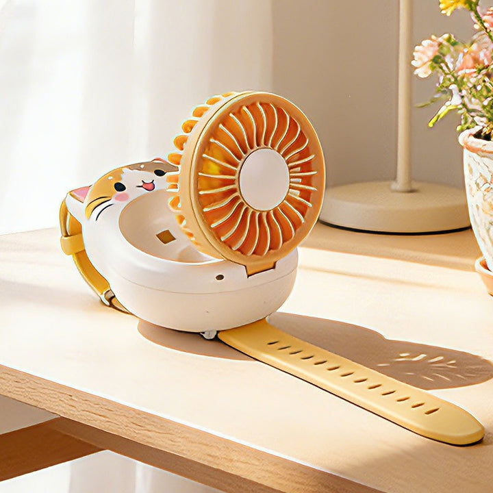 Women Portable Handheld Fan with Cute Cat Design Bowlift