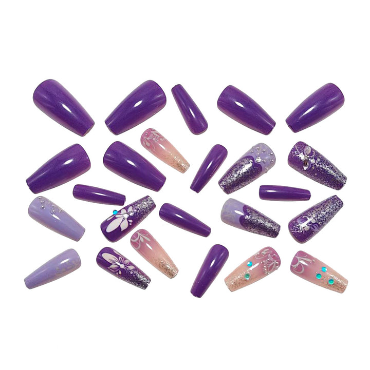Artificial nails with floral glitter design Bowlift