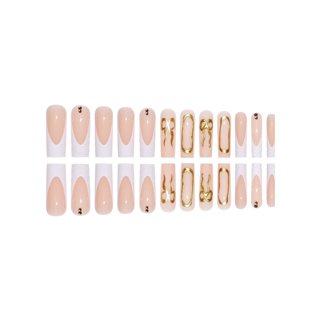 Elegant Bow-Embellished Press-On Nails Bowlift