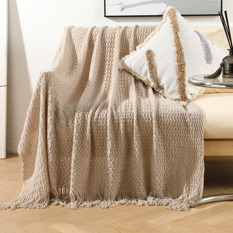 Women Luxurious Knit Blanket with Fringes Bowlift