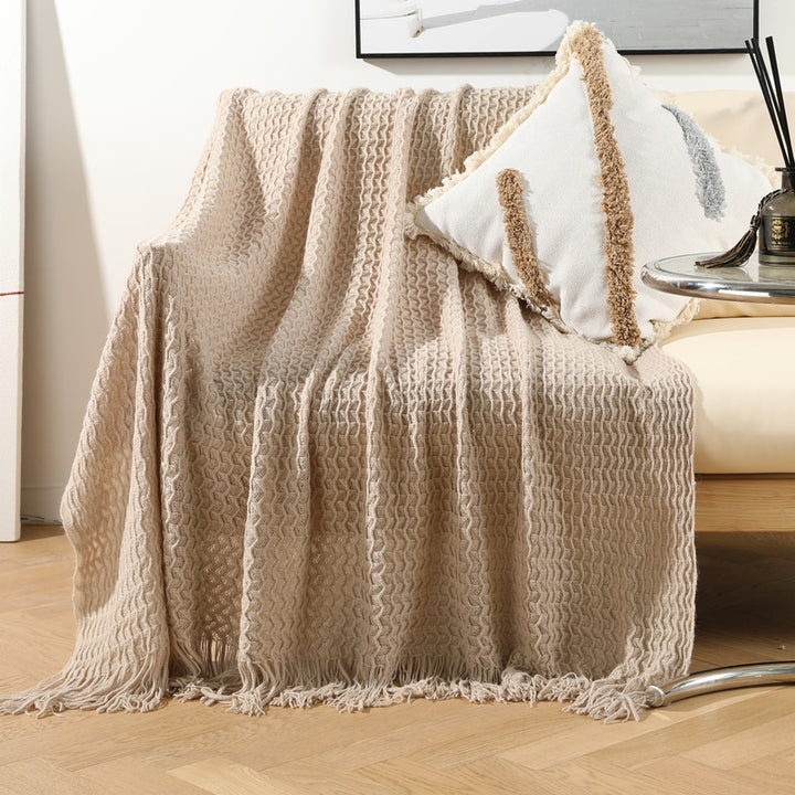 Women Luxurious Knit Blanket with Fringes Bowlift