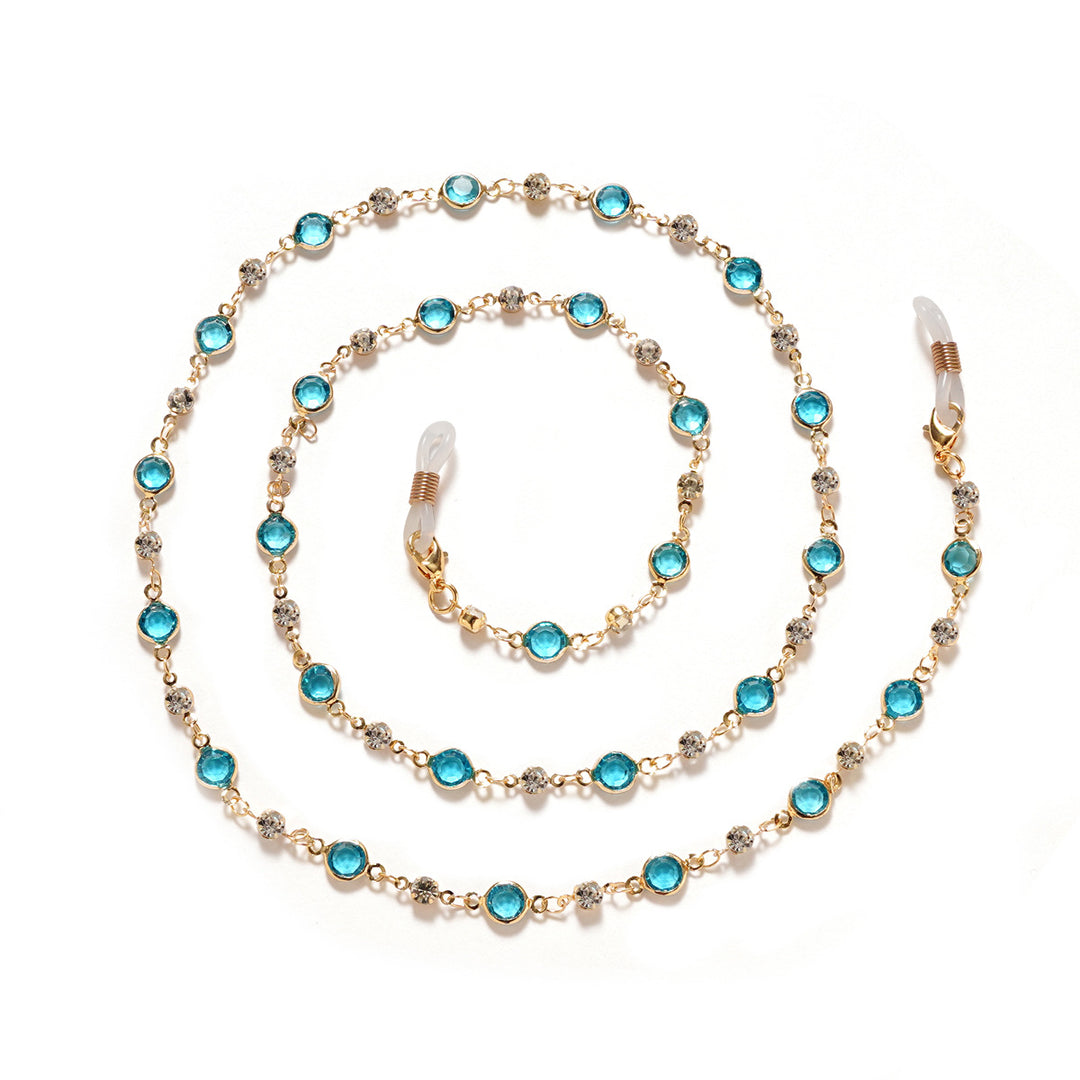 Elegant Rhinestone and Gemstone Eyewear Chain Bowlift