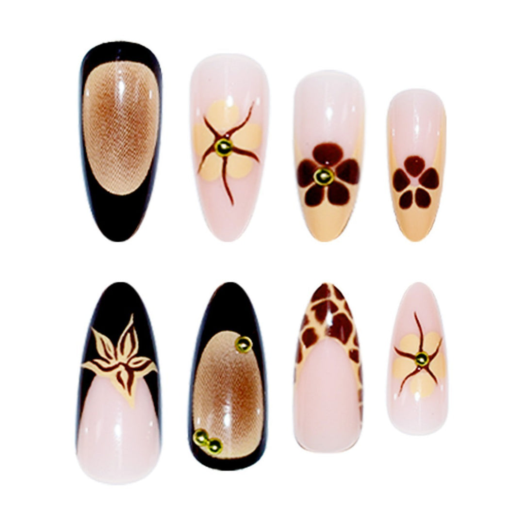Artistic Floral Press-On Nail Enhancements Bowlift 1787913795