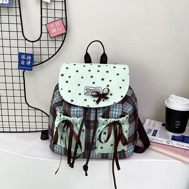 Cute Star Patterned Drawstring Backpack