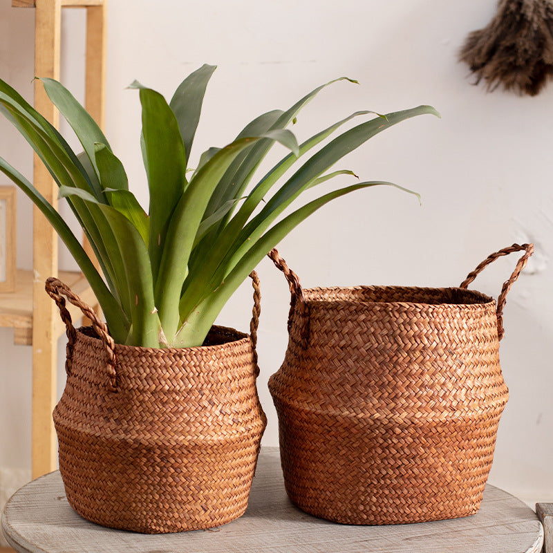 Handwoven Natural Fiber Storage Basket Bowlift