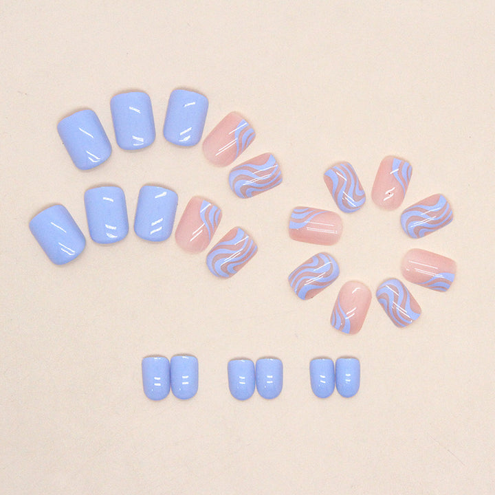 Floral Wave Design Press-On Nail Art Bowlift