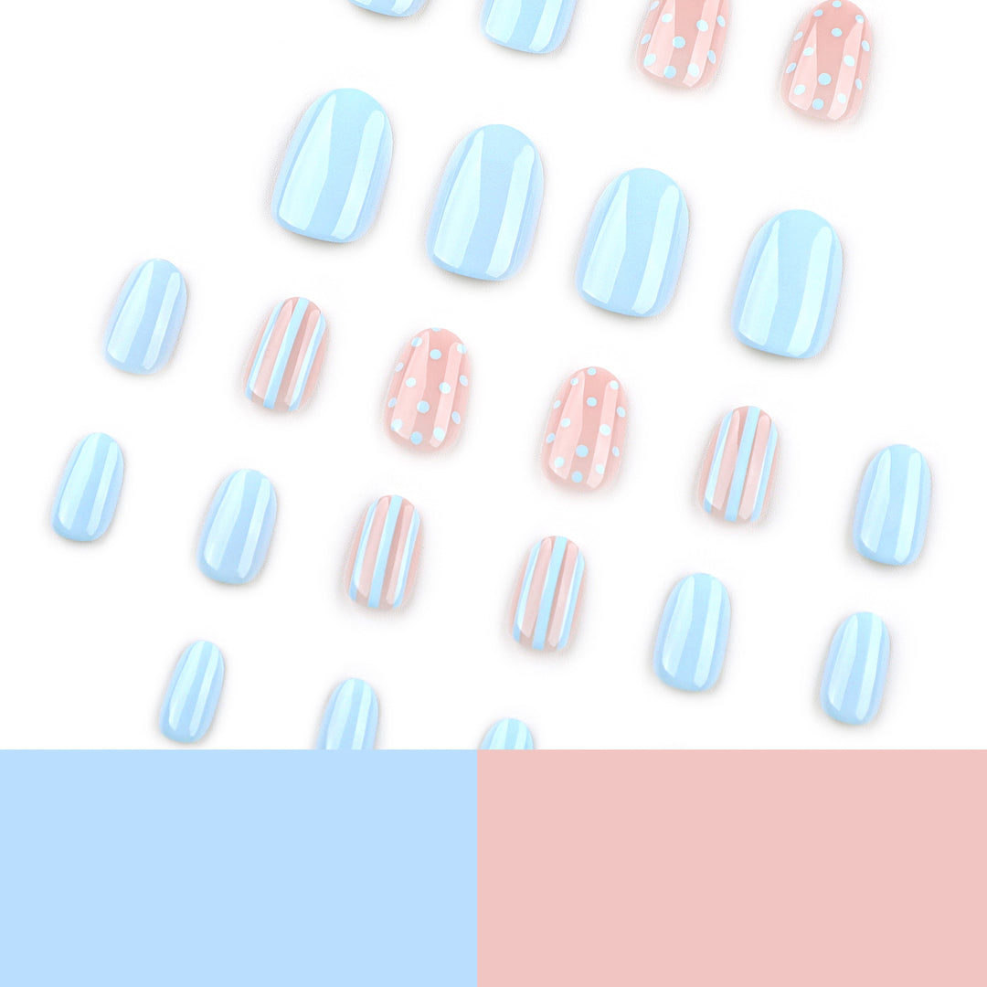 Creative Nail Art with Dots and Stripes Bowlift