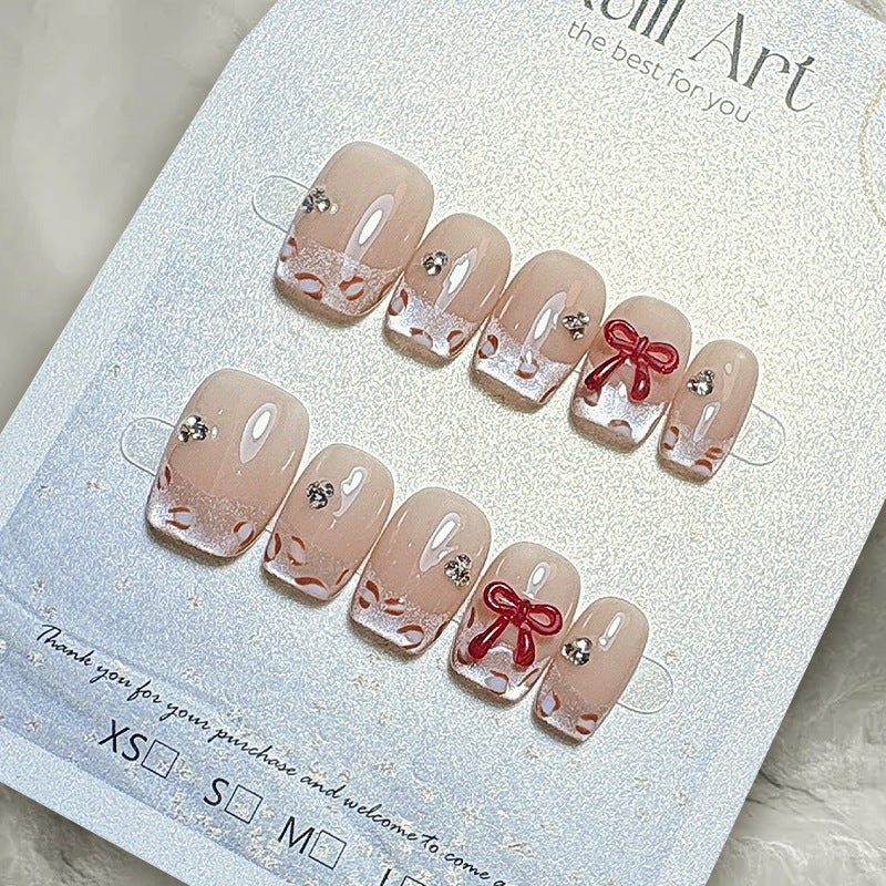 Elegant French Tip Press-On Nails Bowlift