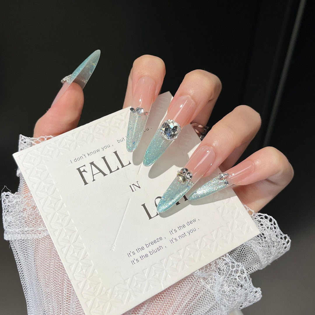 Glamorous Crystal-Embellished Stiletto Press-On Nail Extensions Bowlift
