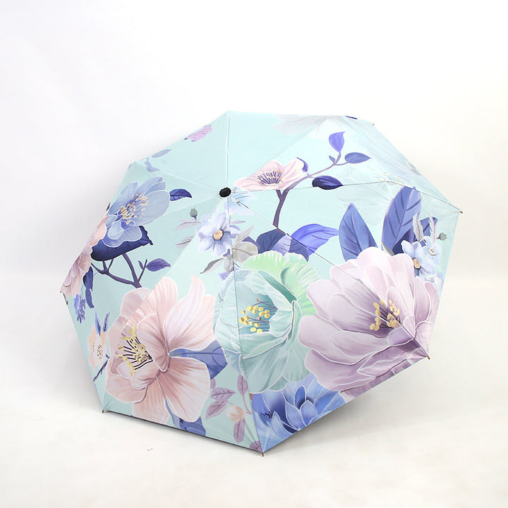Ladies folding umbrella with artistic flower pattern Bowlift