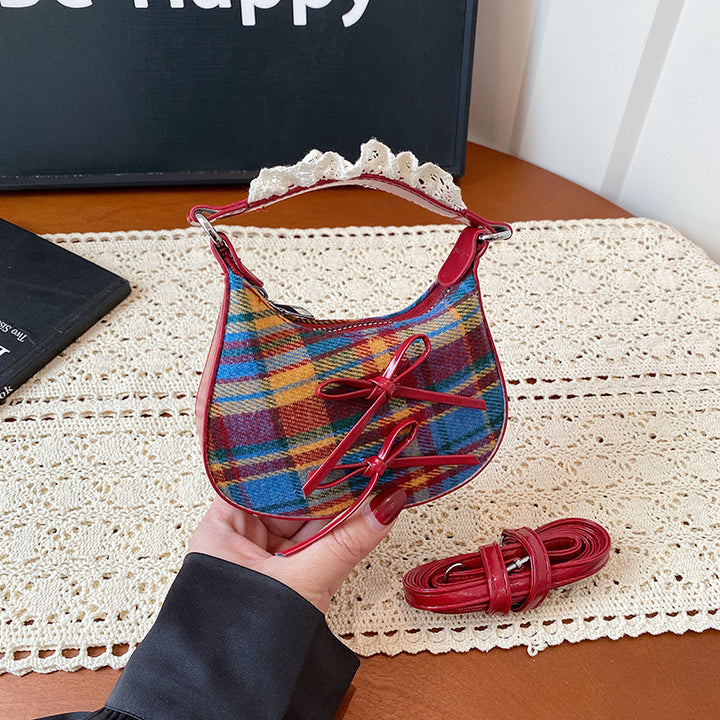 WoStylish Plaid Patterned Handbag Bowlift