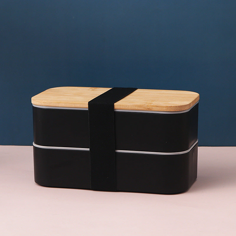 Dual-Tiered Bamboo Top Lunch Box