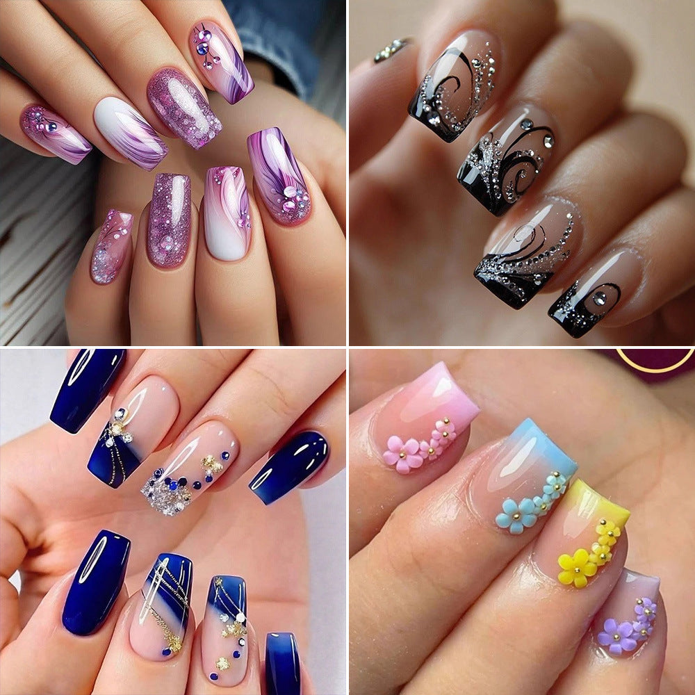 Artificial nails with floral 3D applications Bowlift