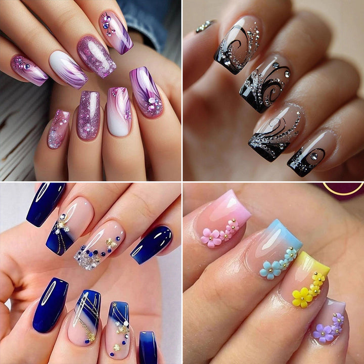 Artificial nails with floral 3D applications Bowlift