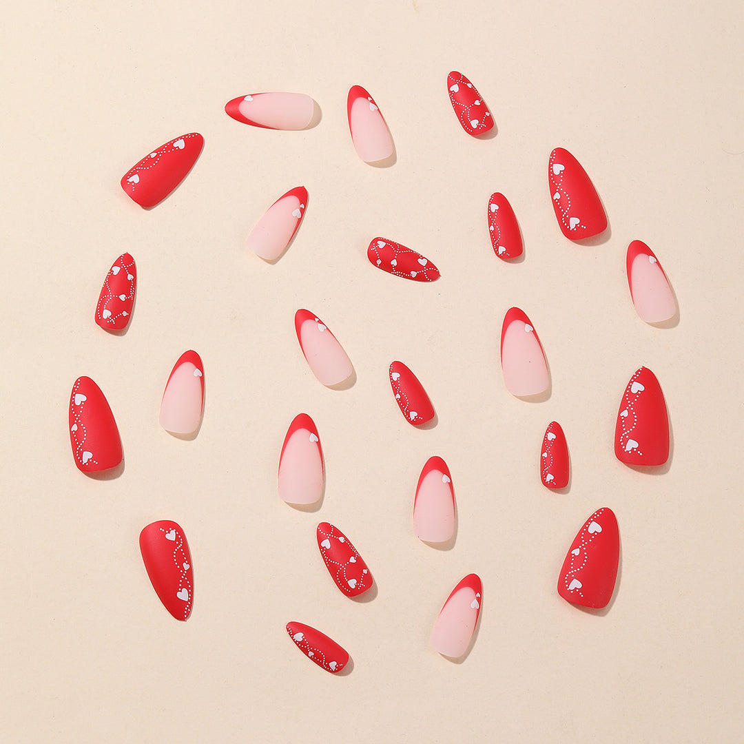 Romantic Heart-Design Acrylic Nail Art Extensions Bowlift