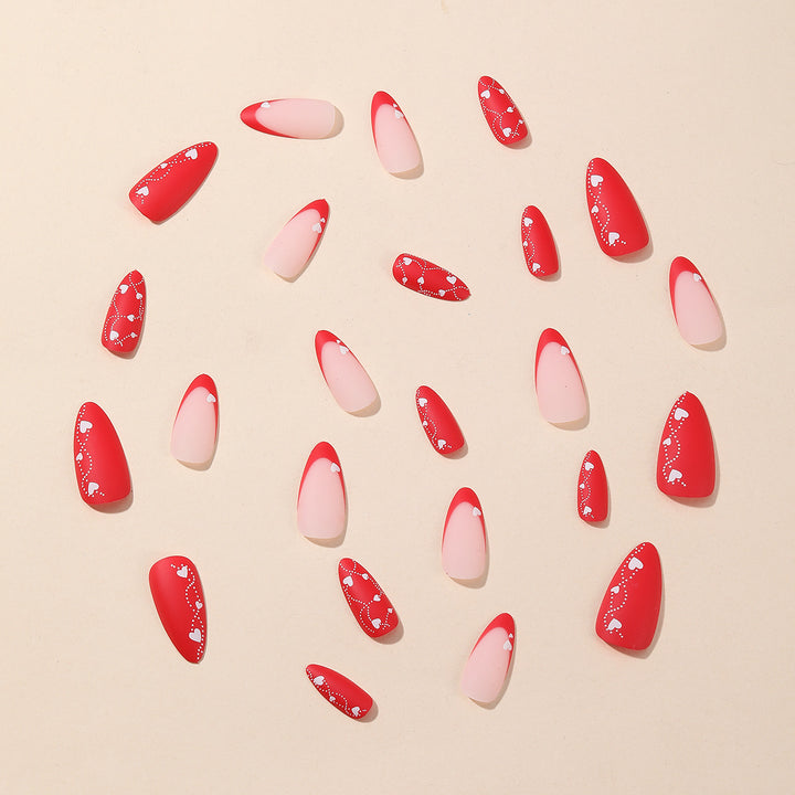 Romantic Heart-Design Acrylic Nail Art Extensions Bowlift