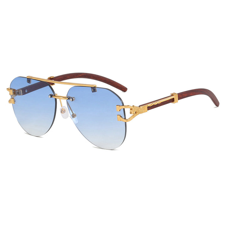 Ladies fashionable pilot sunglasses with luxurious metal accents and wood details Bowlift