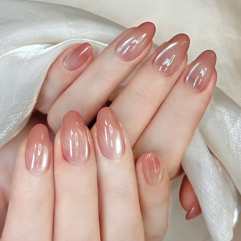 Elegant Glossy Coffin Press-On Nails Bowlift