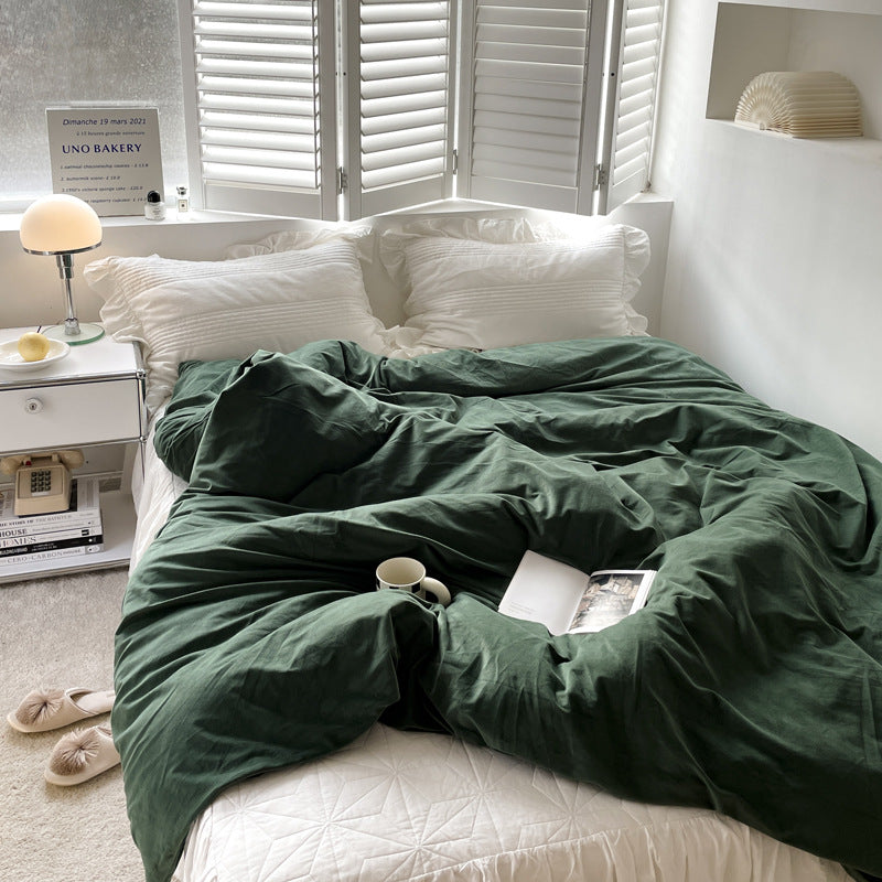 Premium Washed Cotton Duvet Cover Set with Pillowcases