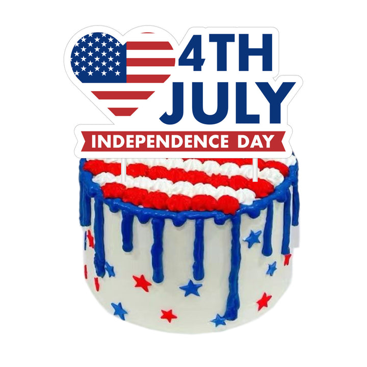Unisex nan patriotic acrylic cake topper with US flag heart motif Bowlift