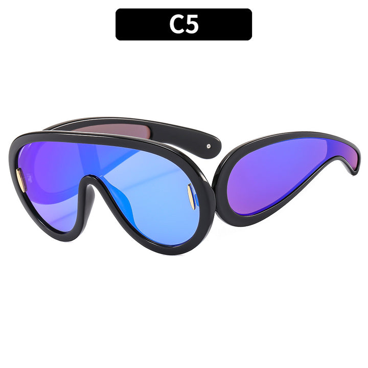 Futuristic Dual-Lens Shield Sunglasses