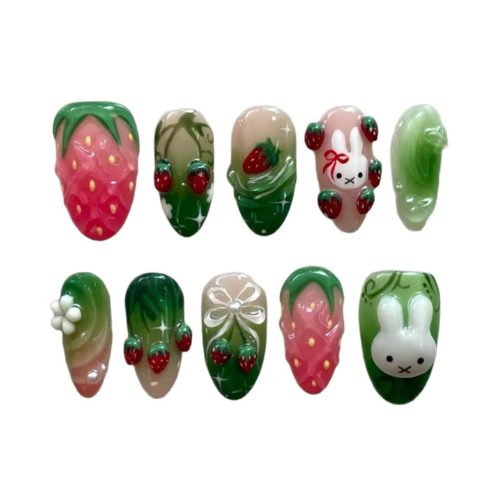 Artistic Floral Press-On Nail Set Bowlift