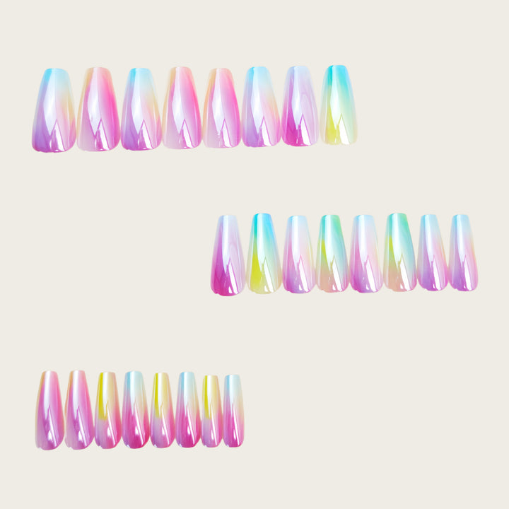 Elegant artificial nails in holographic design Bowlift