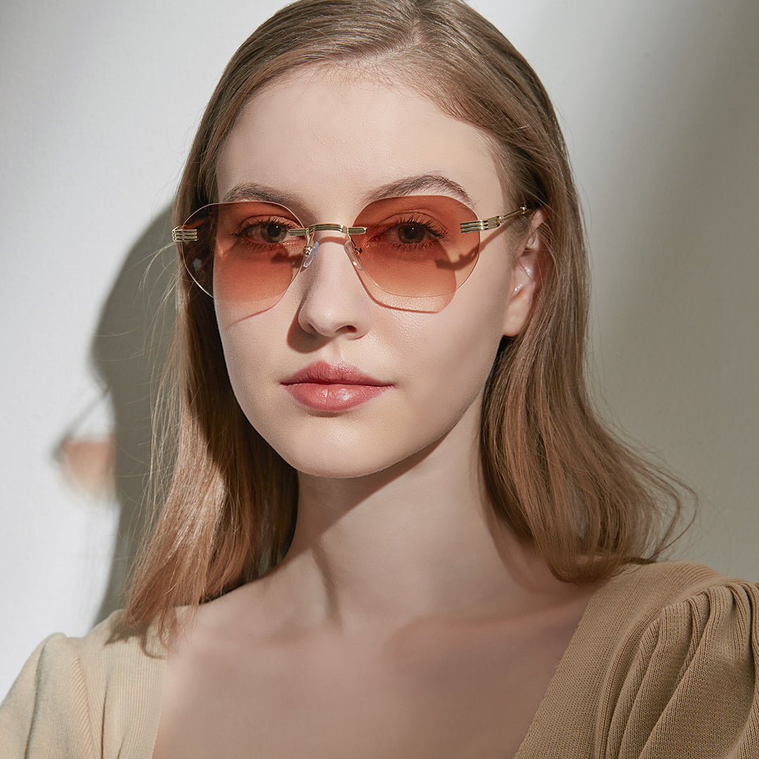 Ladies geometric sunglasses with elegant metal frame Bowlift