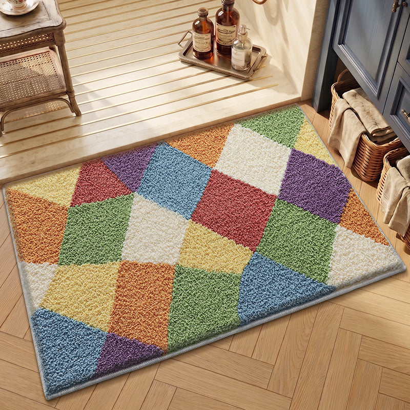 Textured Geometric Bath Rug Bowlift