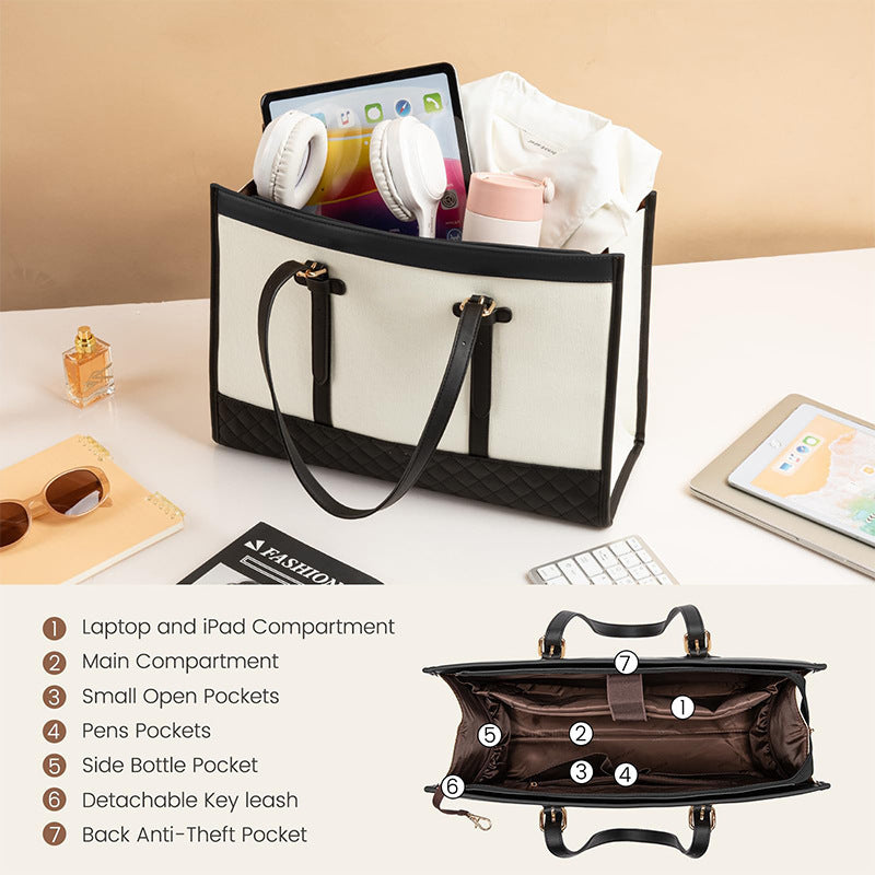 Elegant Tote Bag with Removable Cosmetic Pouch Bowlift