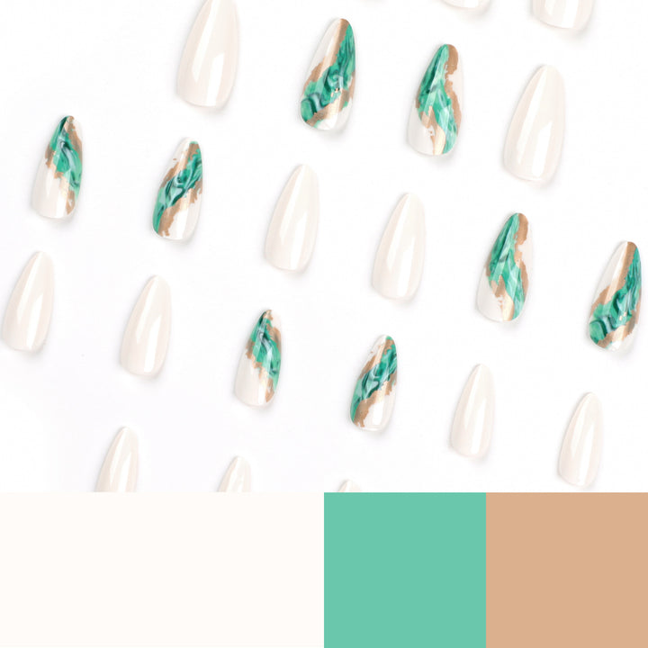 Artful Nail Extensions with Elegant Marbled Design Bowlift