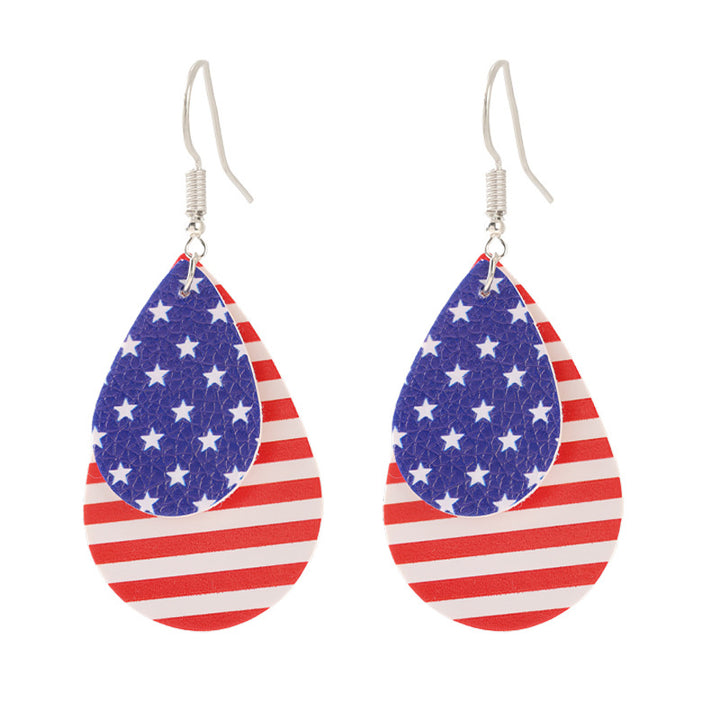 Ladies enamel earrings horseshoe with star stripe motif Bowlift