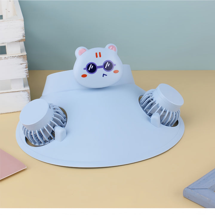 Women's Fun Bringing Cooling Plate with Double Fan and Animal Motif Bowlift