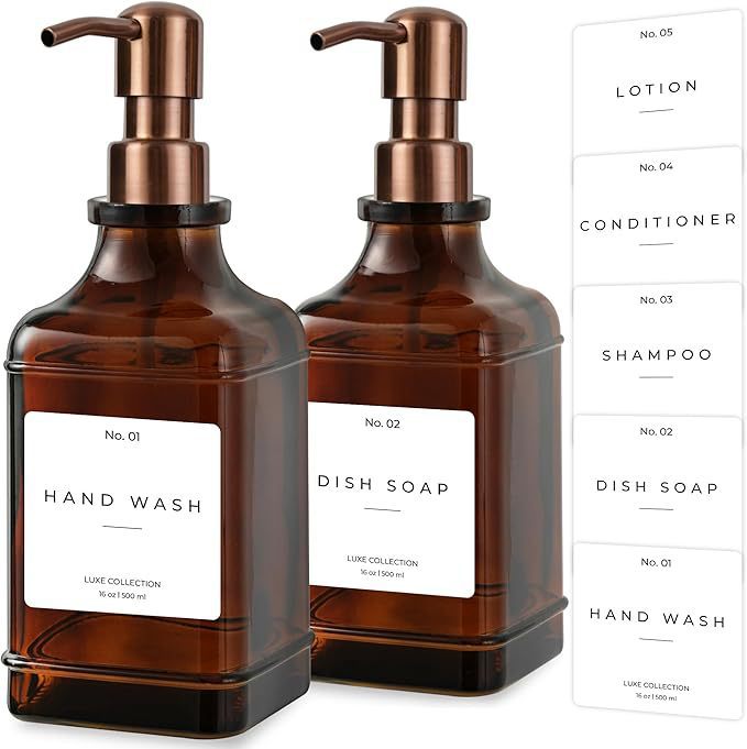 Refillable Luxury Pump Dispenser Set for Hand Wash and Dish Soap Bowlift