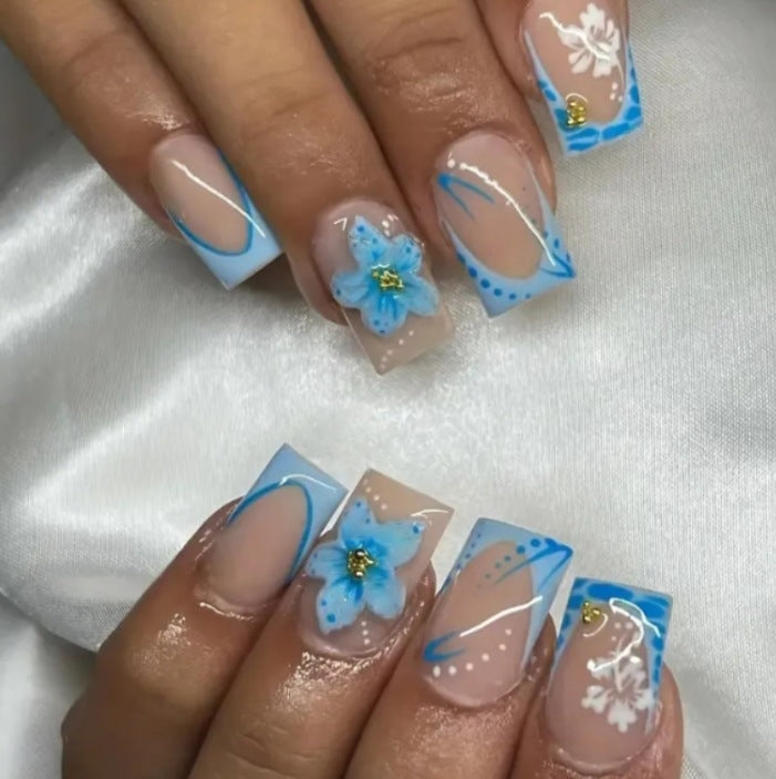 Artisan Floral Acrylic Press-On Nail Set Bowlift